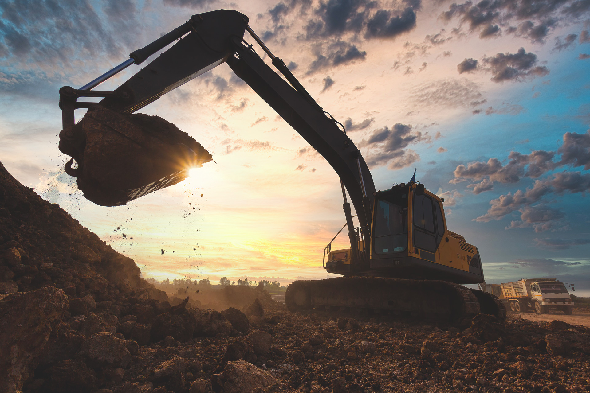 backhoe loading soil